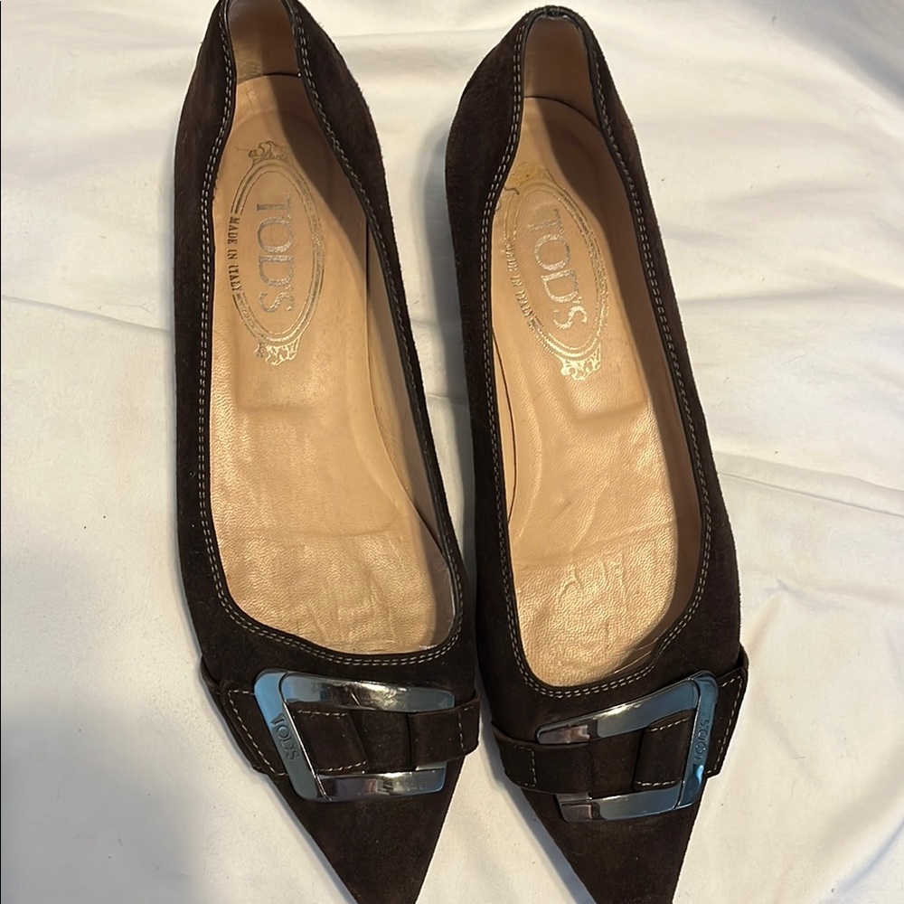 Tod's Brown Leather/ Suede  Flats Timeless Loafers